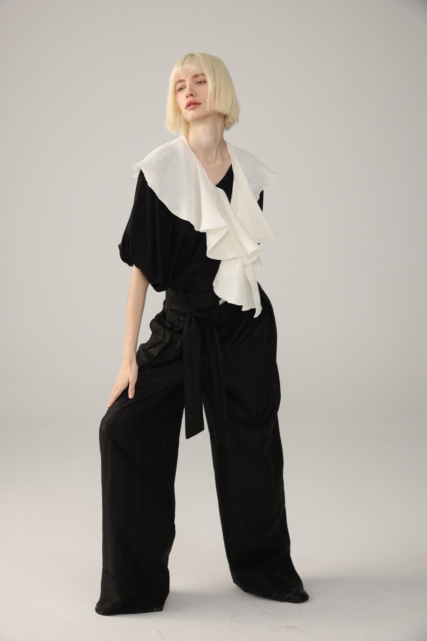 Wide-Leg Tea Silk Trousers
