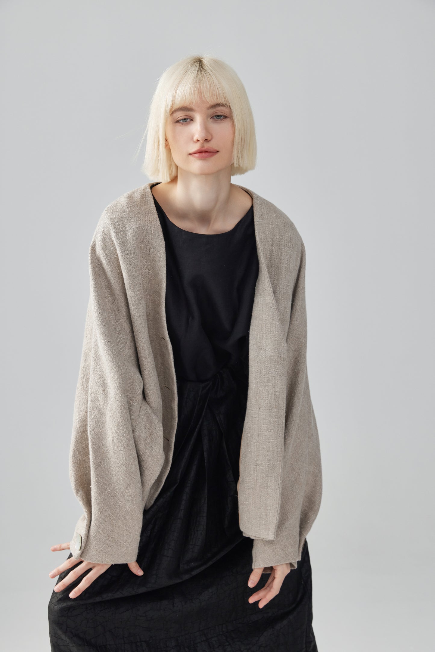 Button-Up Linen Cardigan