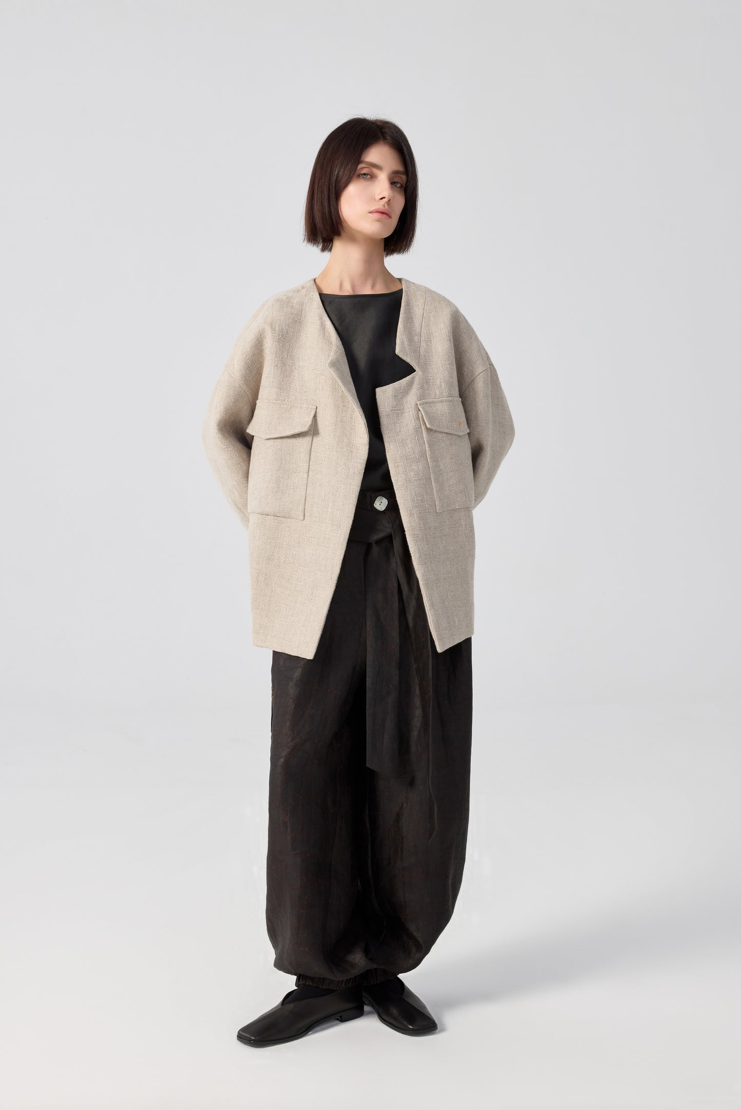 Beige Cream Linen Jacket