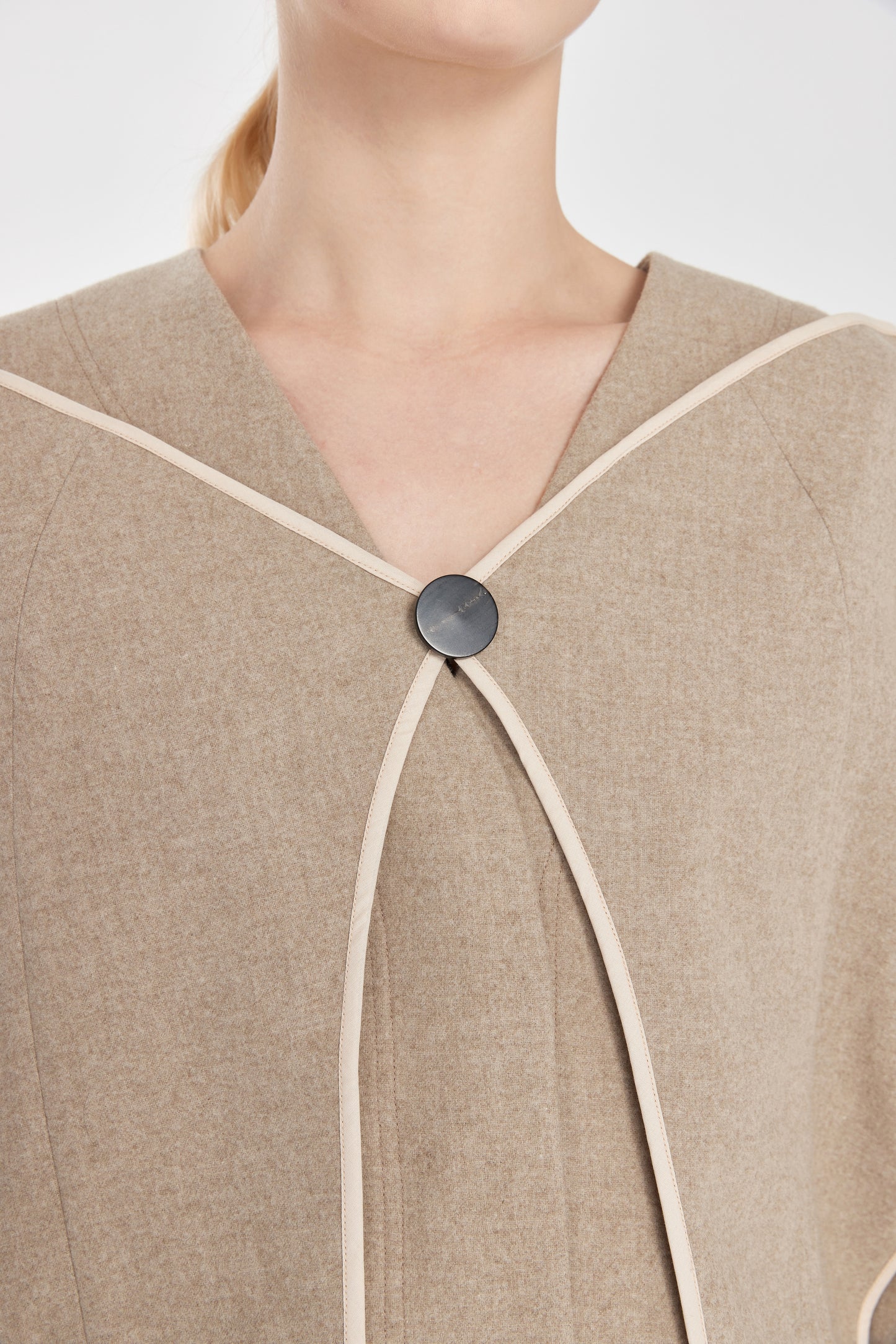 Round-Shoulder Loden Coat with Silk Details