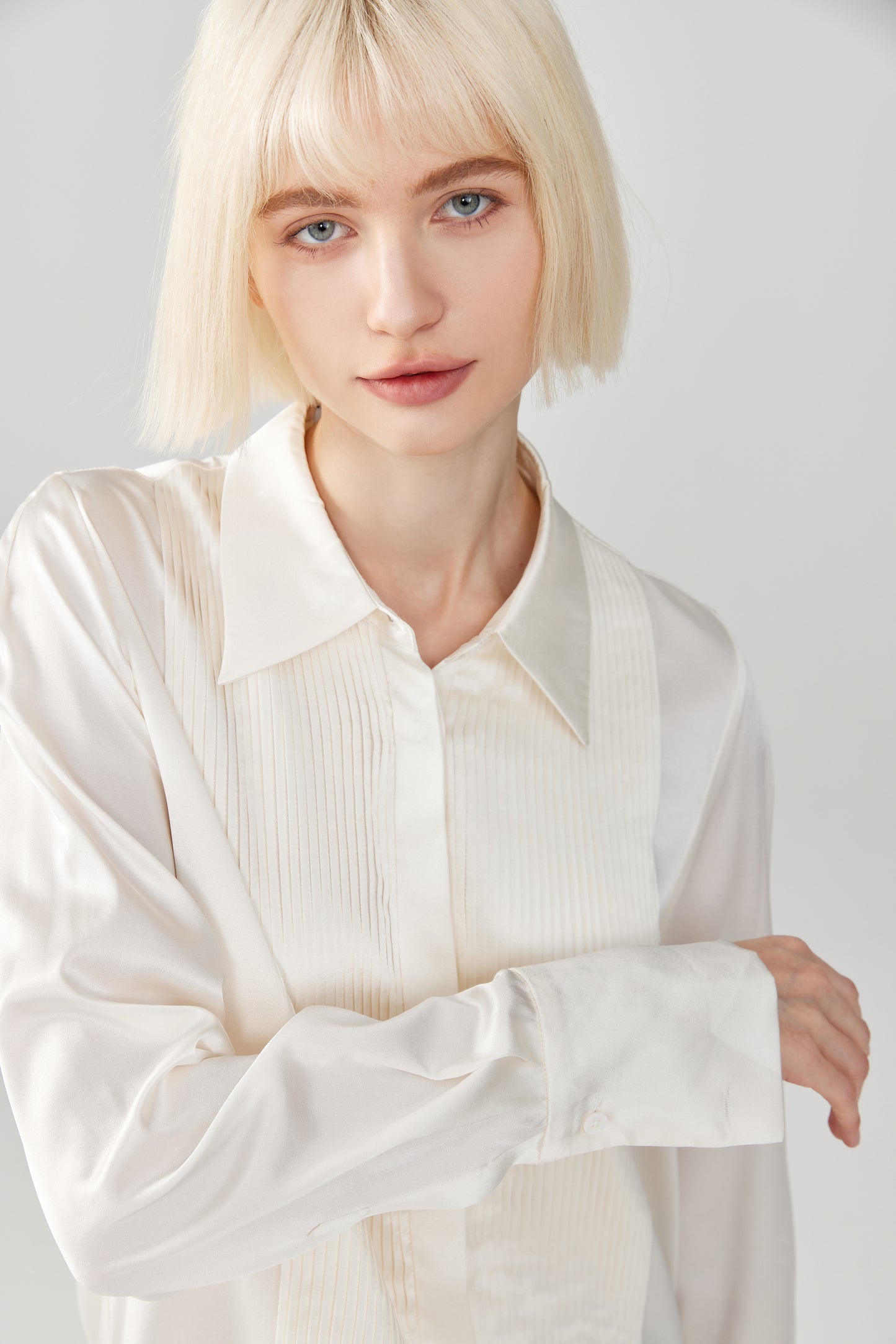 Pleated Silk Blouse