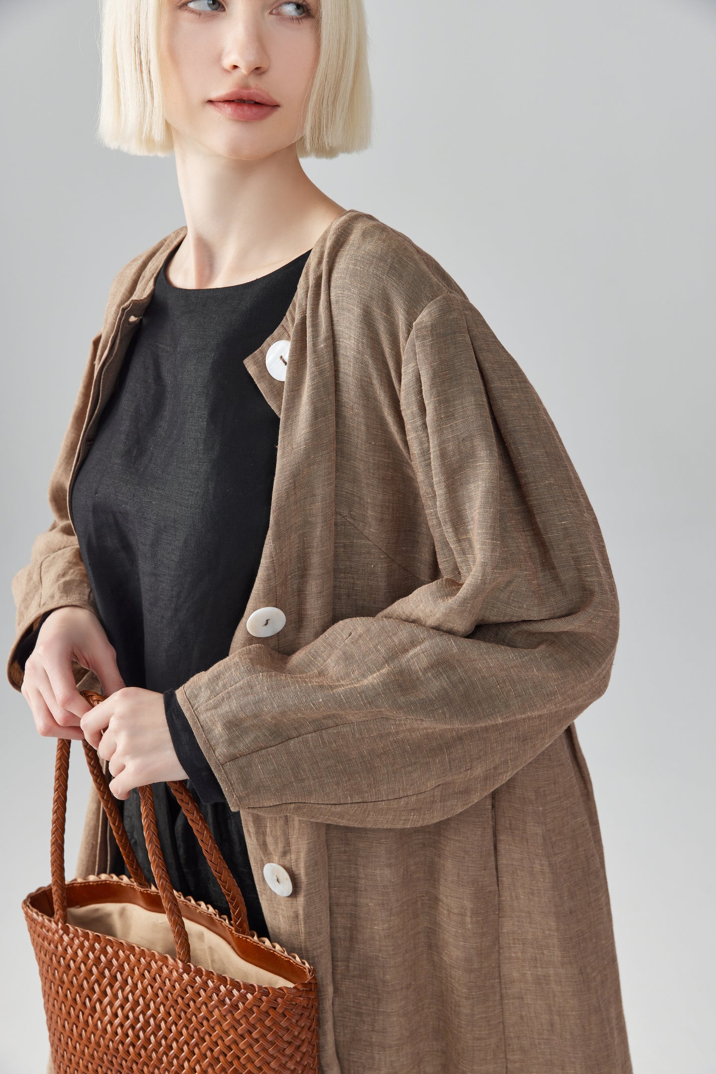 Linen Button-Up Dress