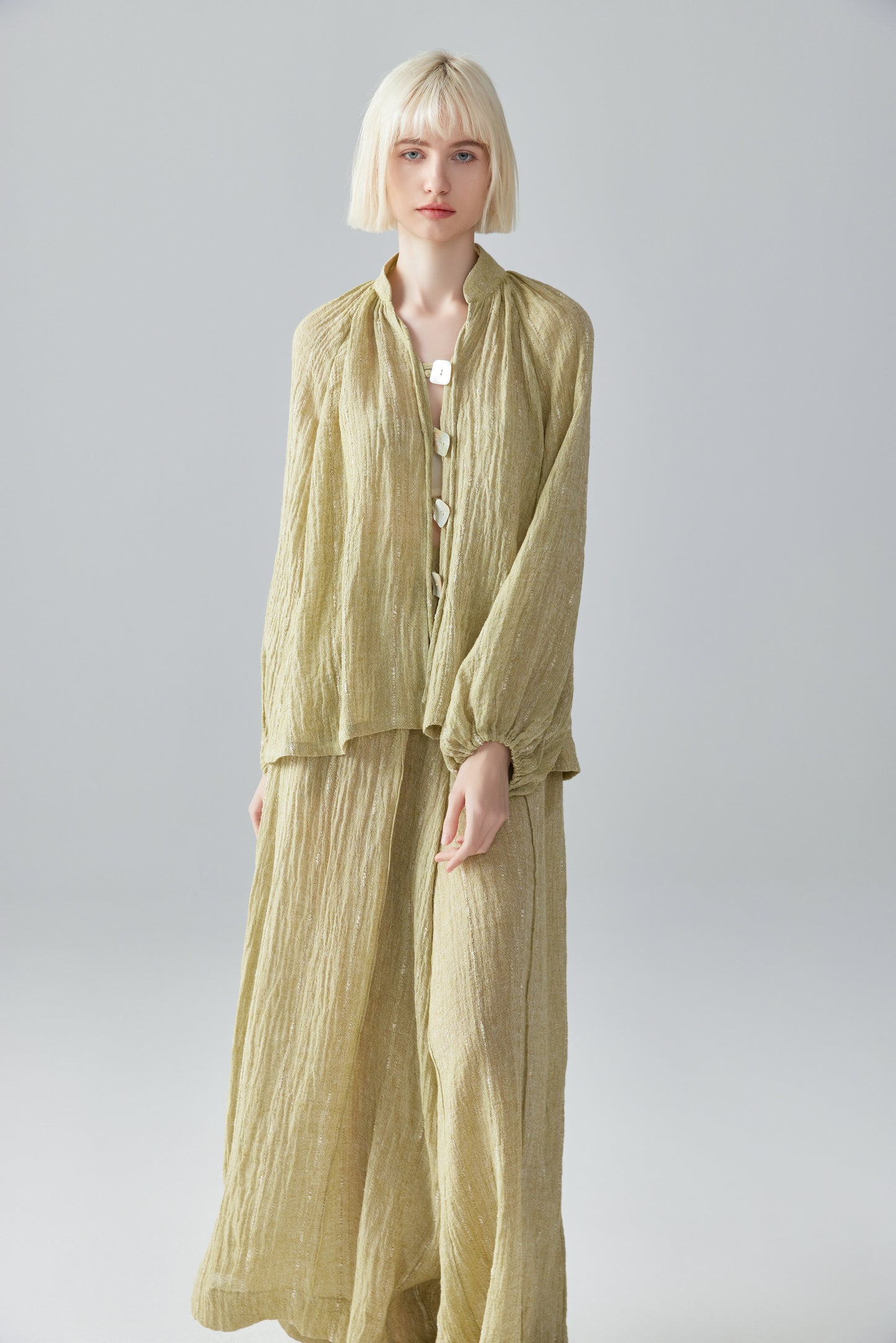 Green Linen Blouse