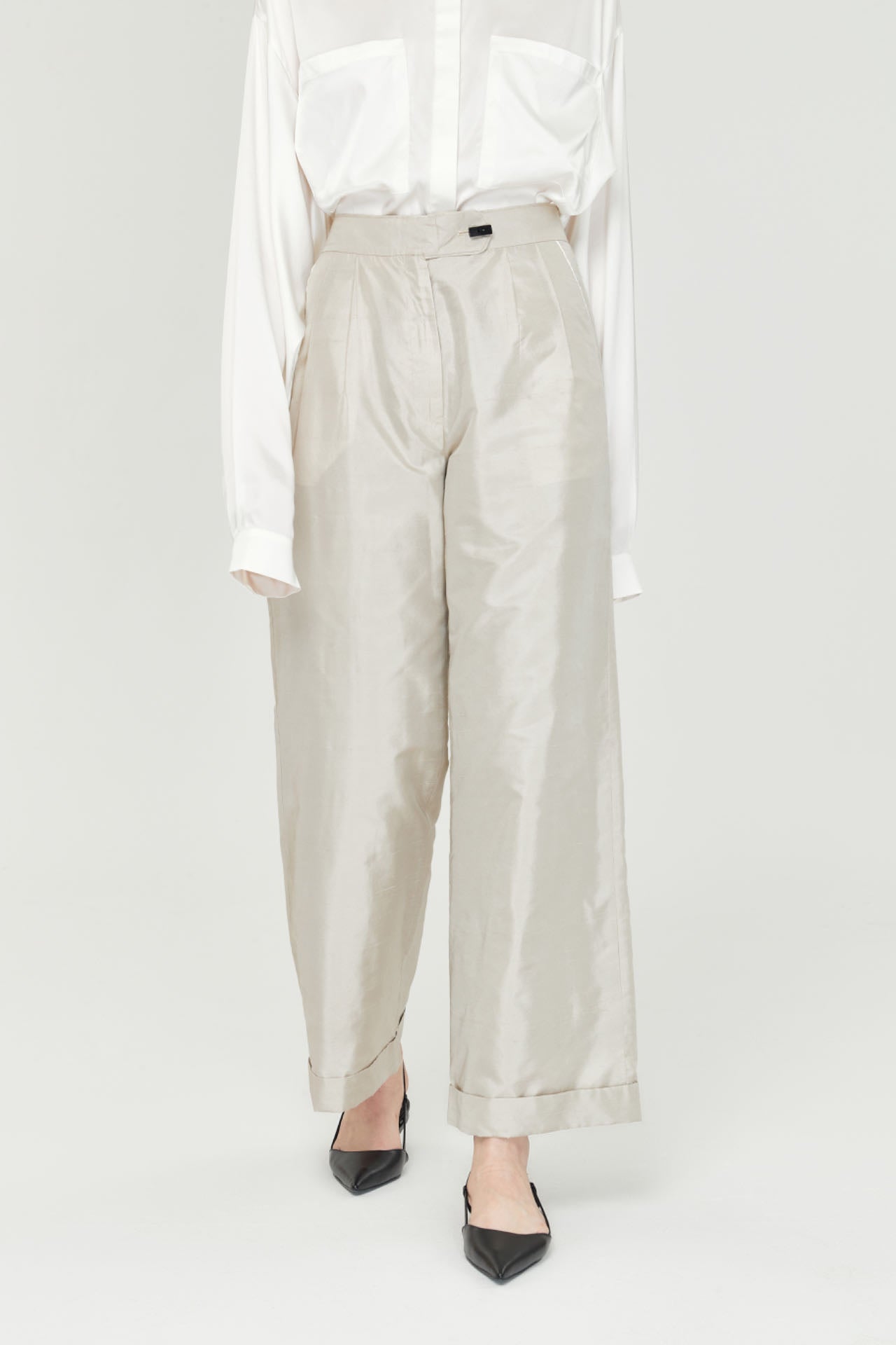 Wide-Leg Thai Silk Trousers