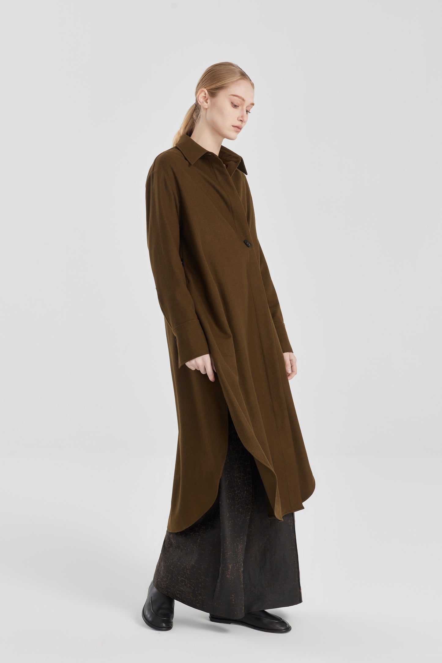 Long Rounded Loden Coat Dress