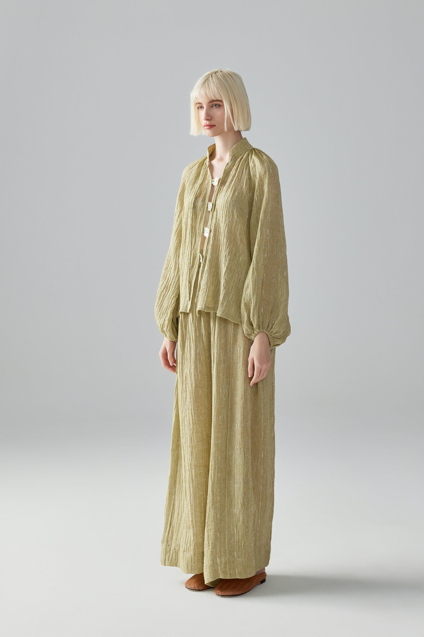 Green Linen Blouse