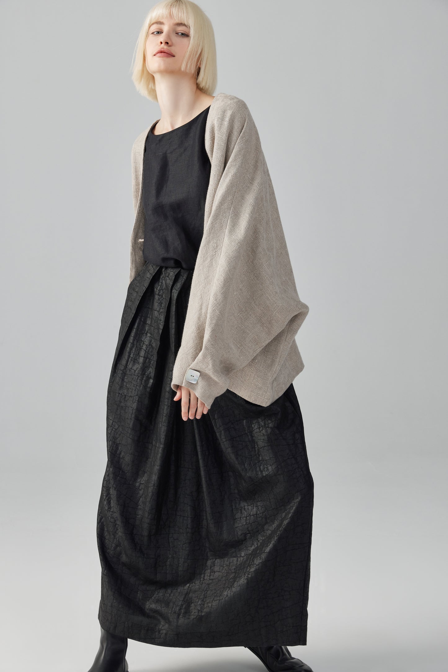 Button-Up Linen Cardigan