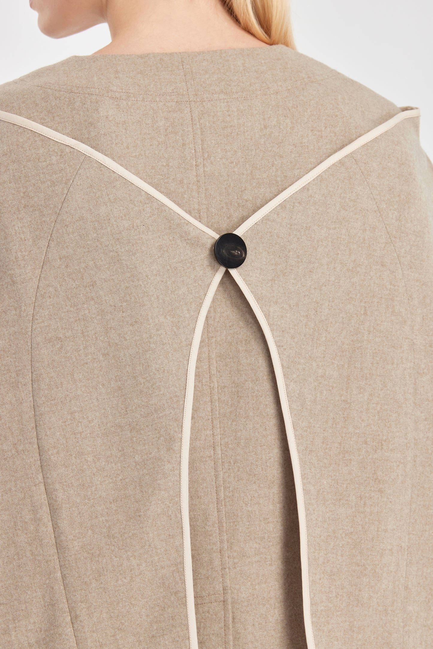Round-Shoulder Loden Coat with Silk Details