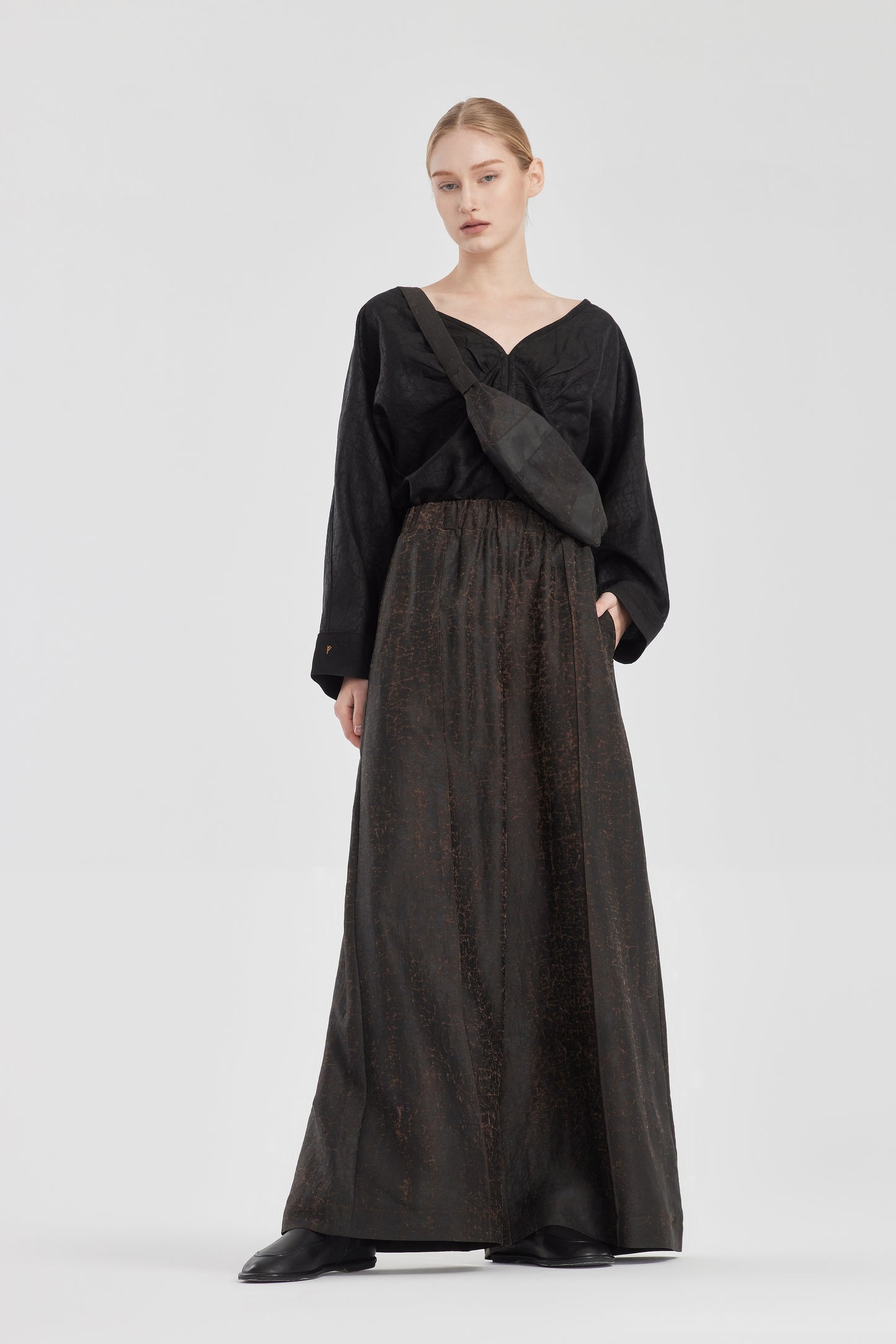 Brown Tea Silk Palazzo Trousers