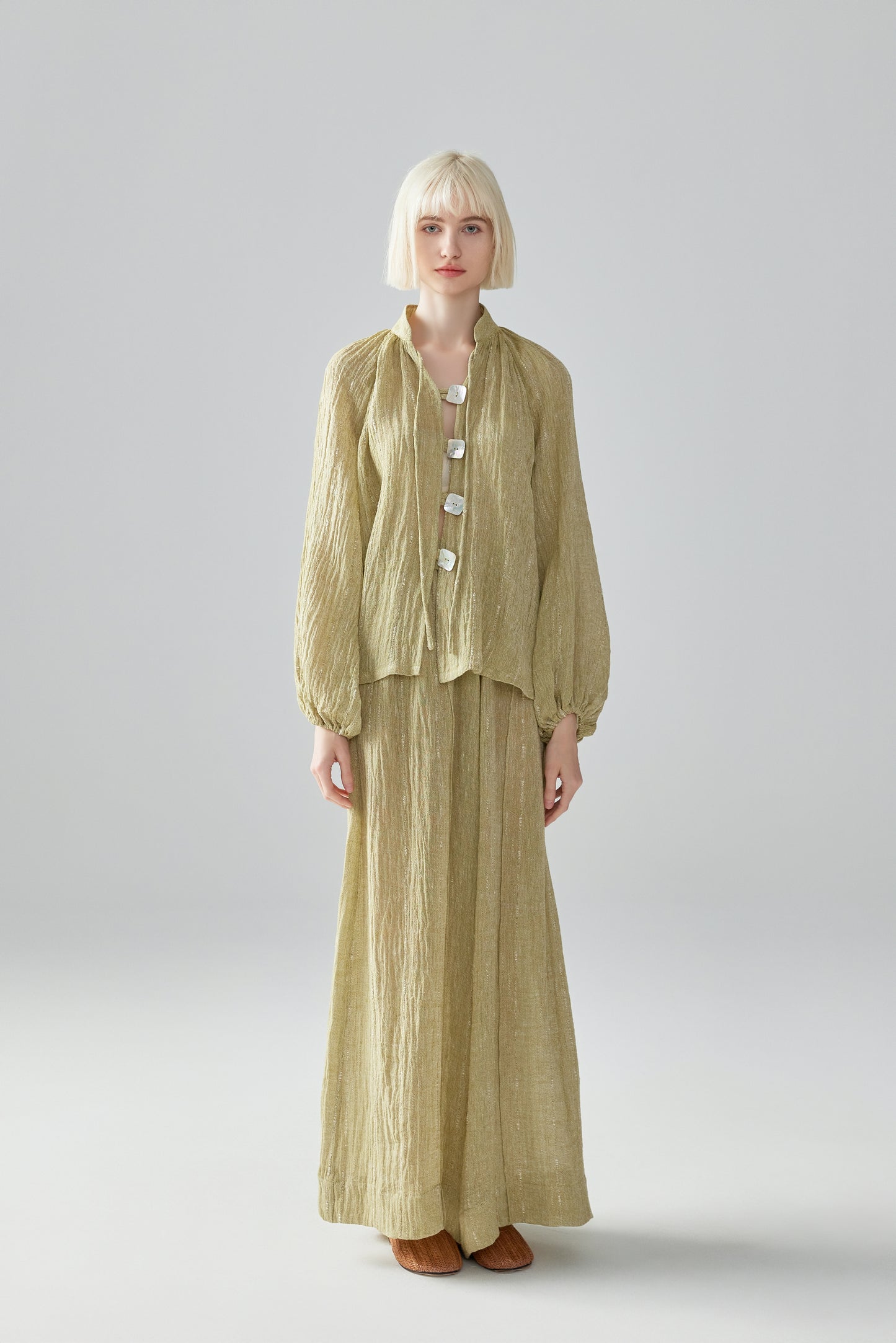Green Linen Blouse
