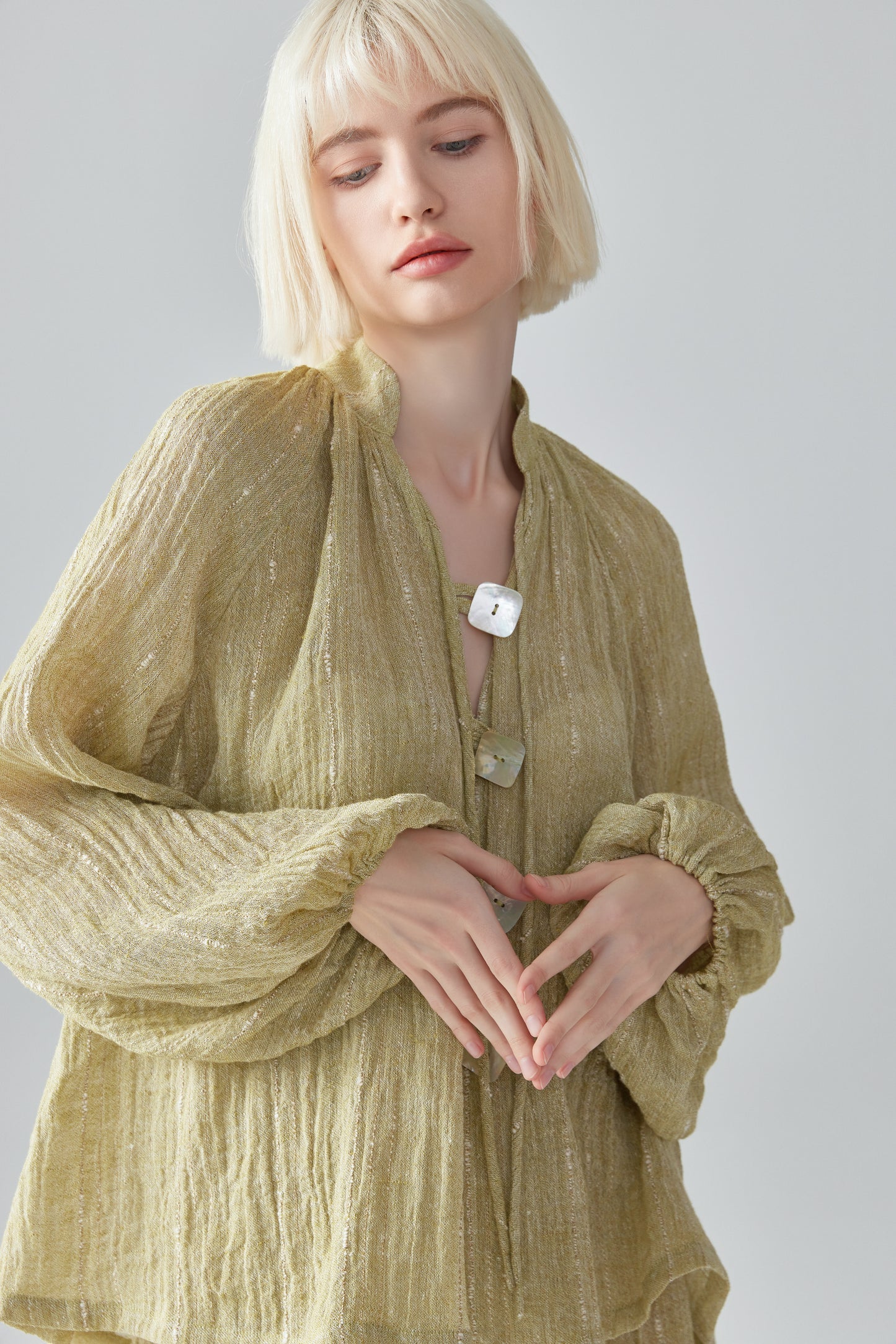 Green Linen Blouse