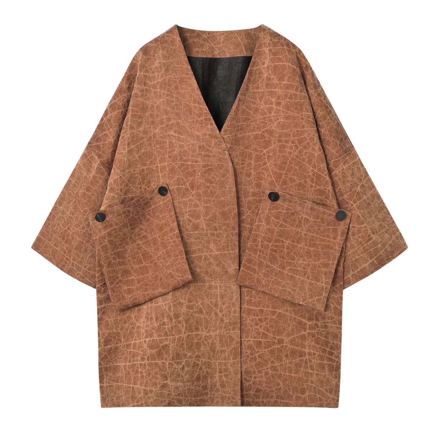 Tea Silk Shirt With Movable Pockets