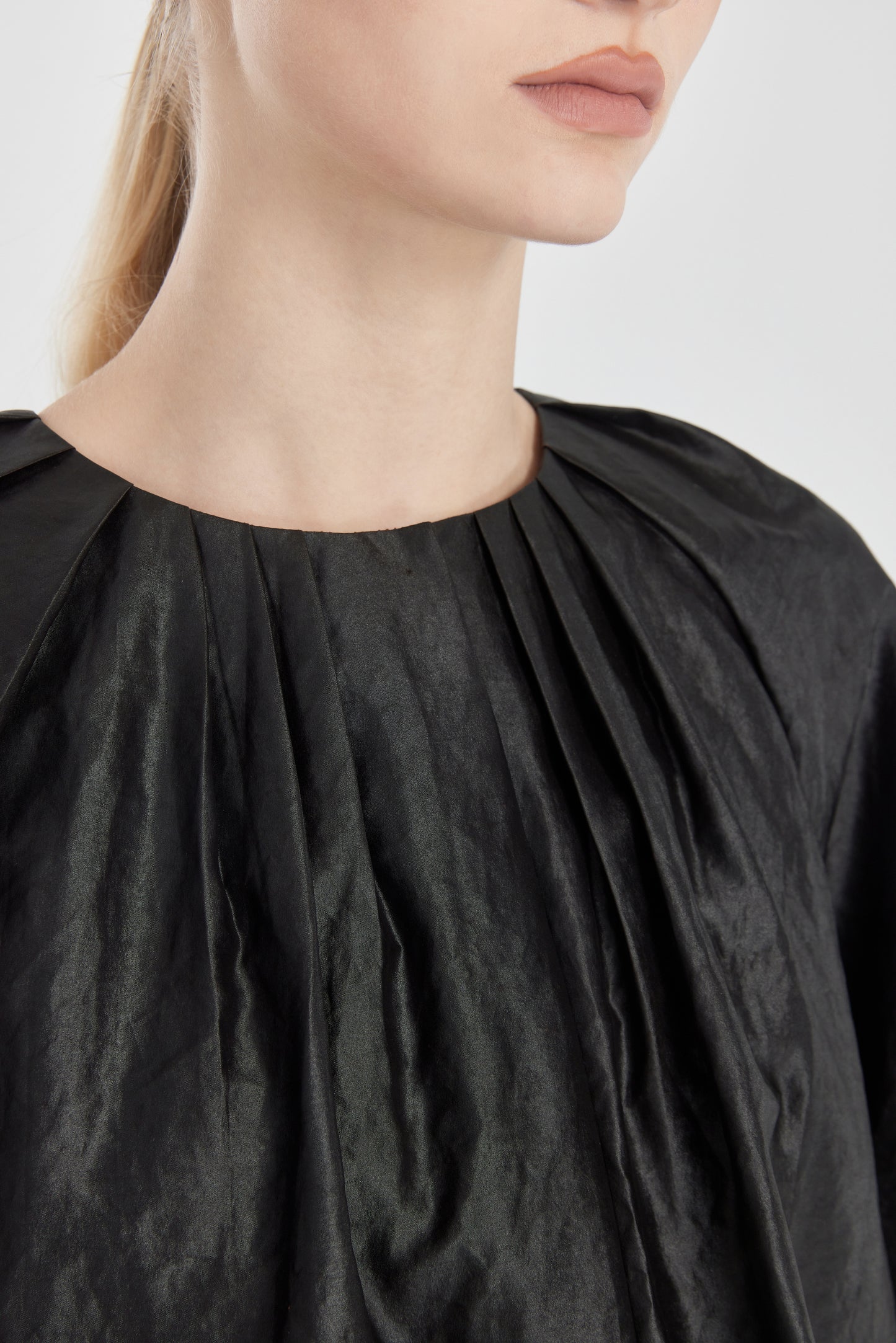 Pleated Tea Silk Shirt