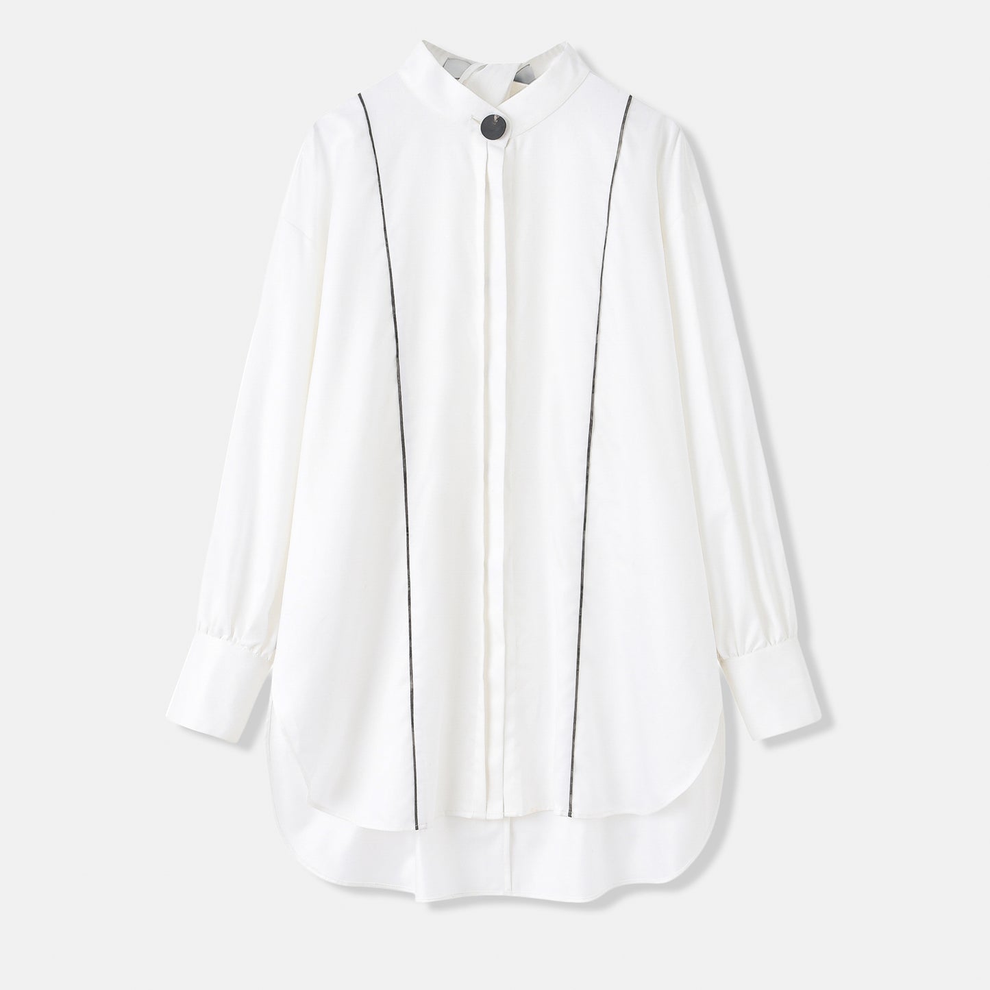 Banded Collar Cotton Shirt