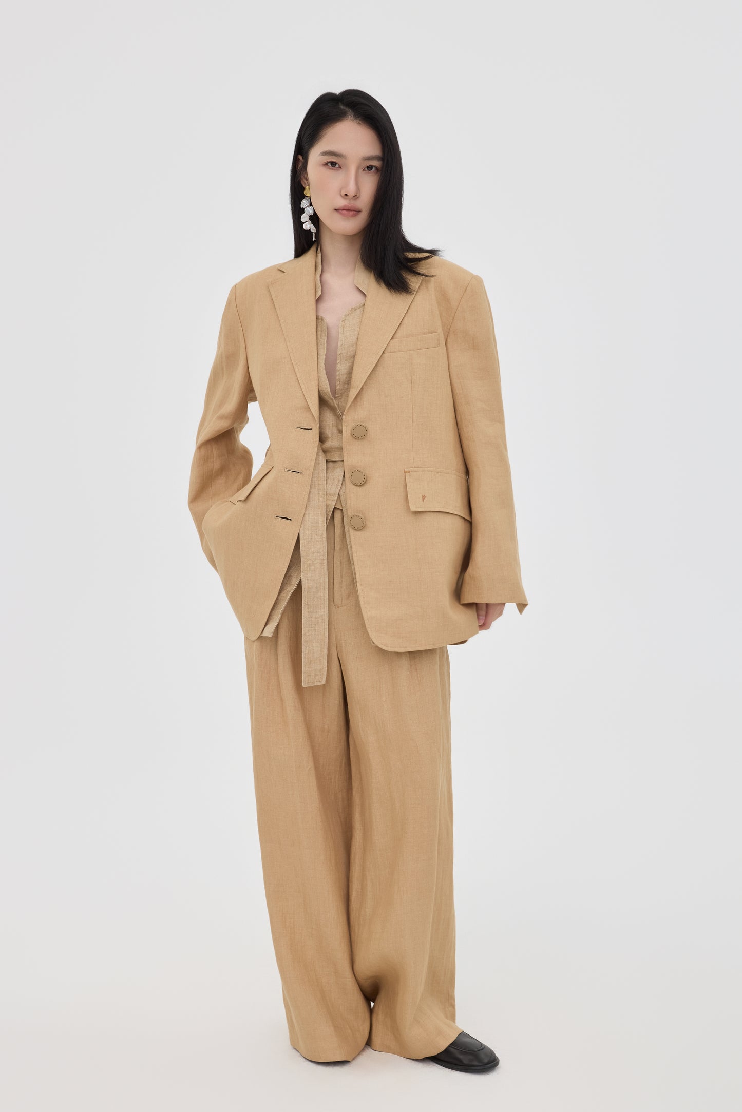 Sand Linen Trench Vest