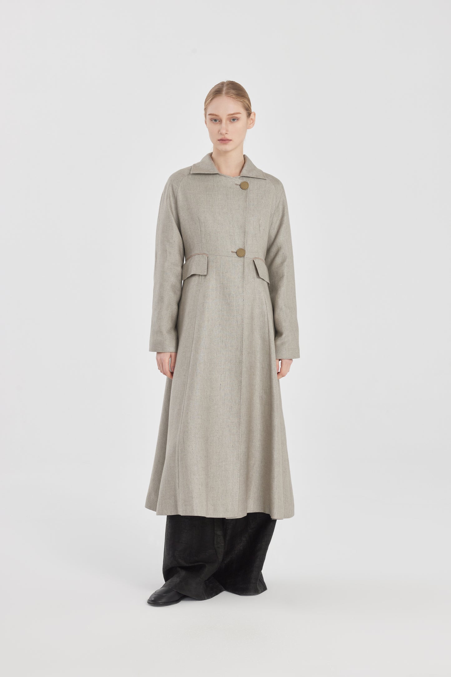 Long Linen Trench Coat