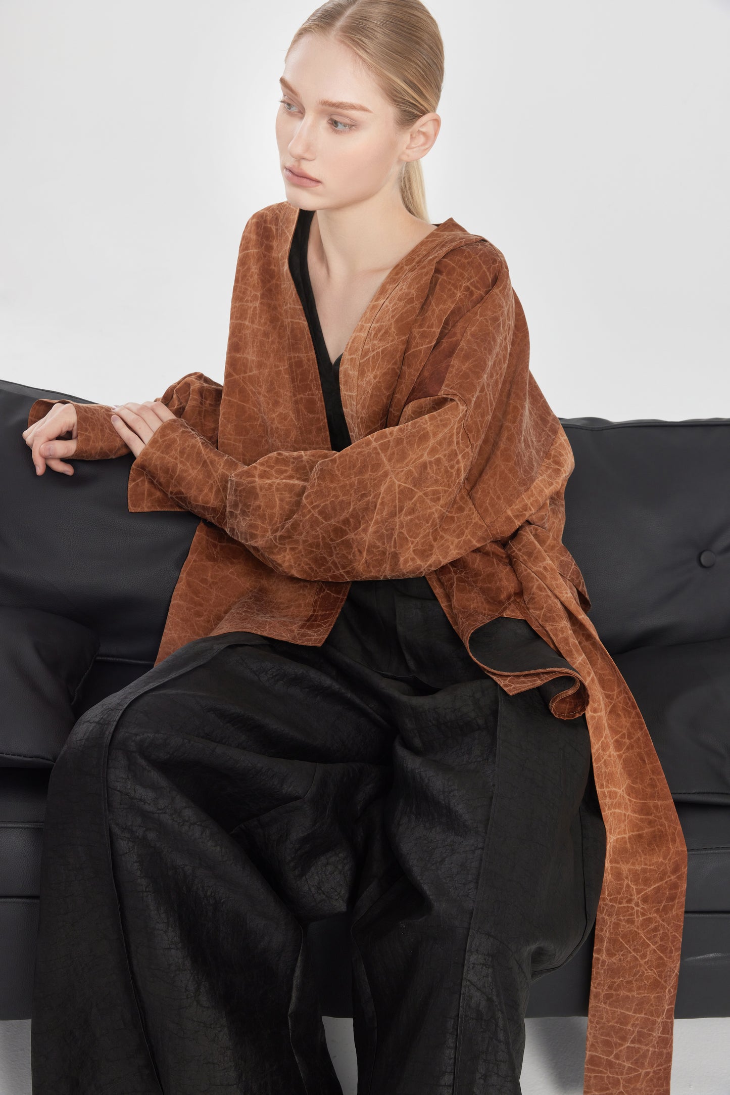 Loose-Fitting Tea Silk Shirt