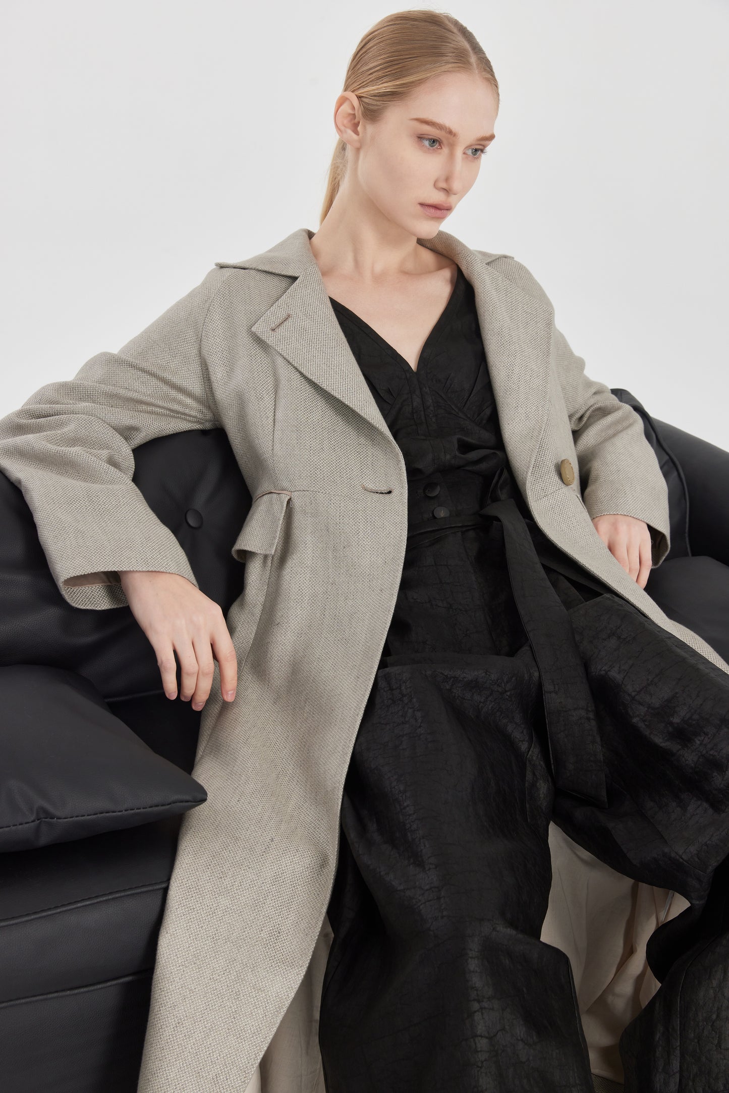 Long Linen Trench Coat
