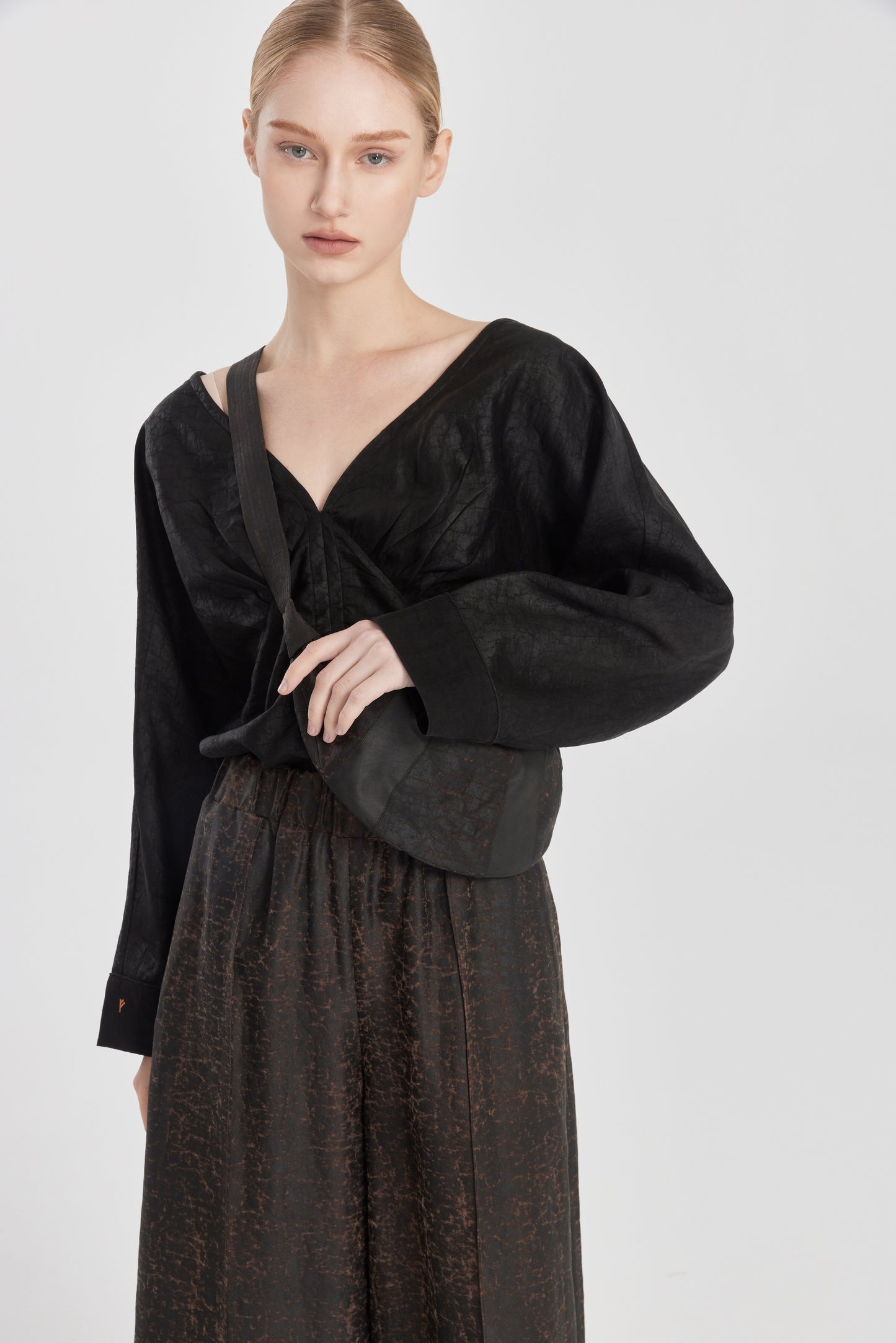 Brown Tea Silk Palazzo Trousers