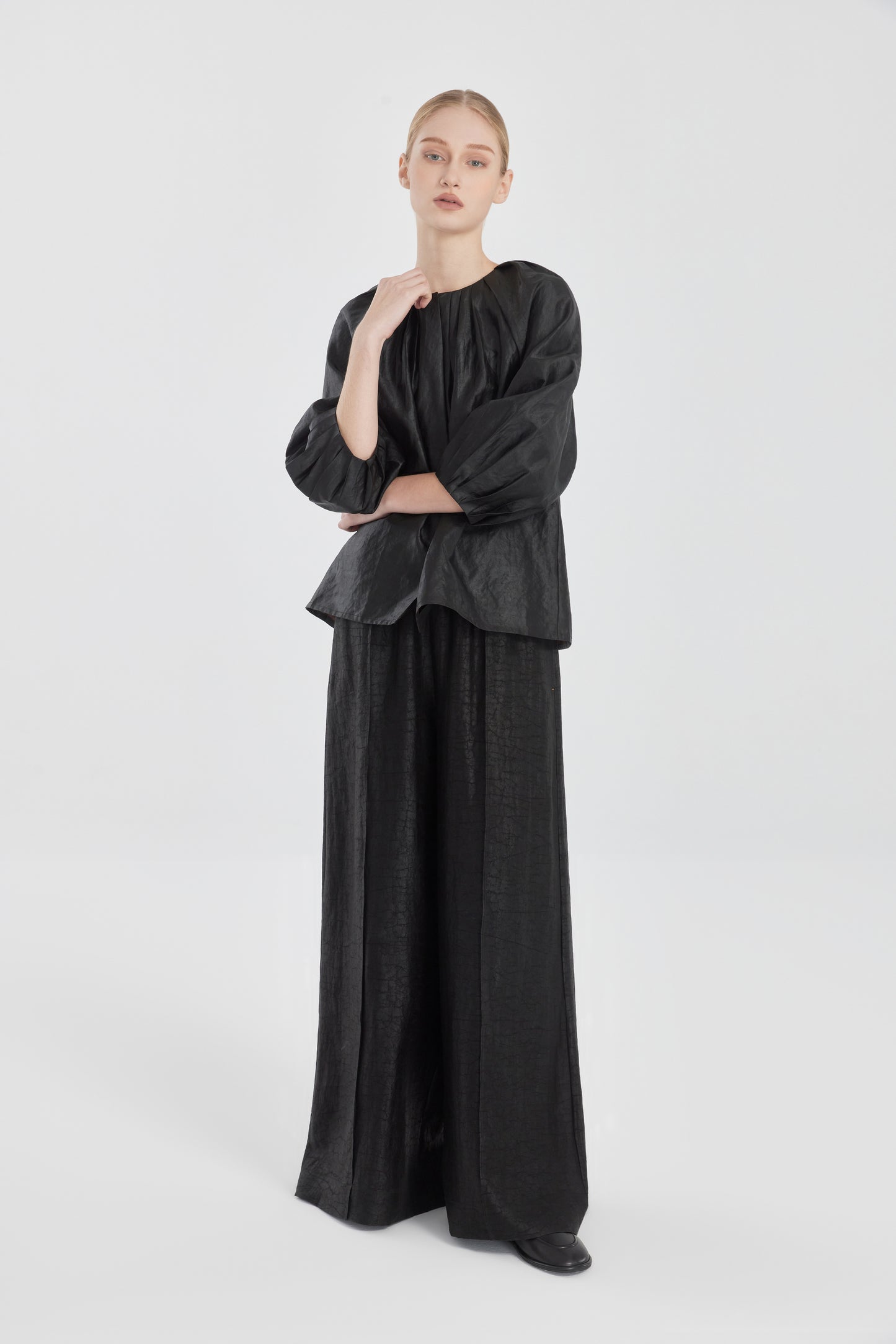 Pleated Tea Silk Shirt