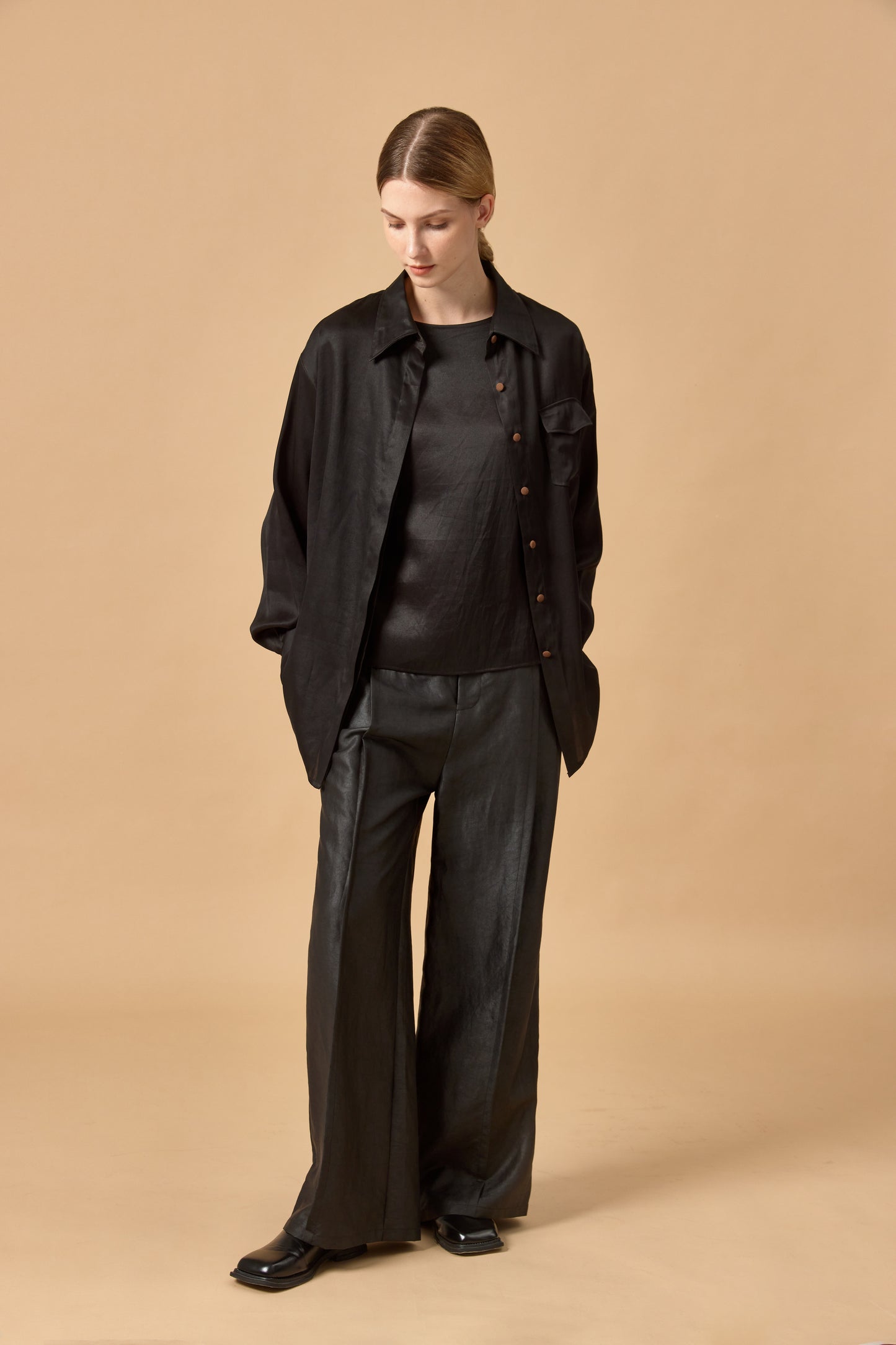 Straight-Leg Tea Silk Trousers