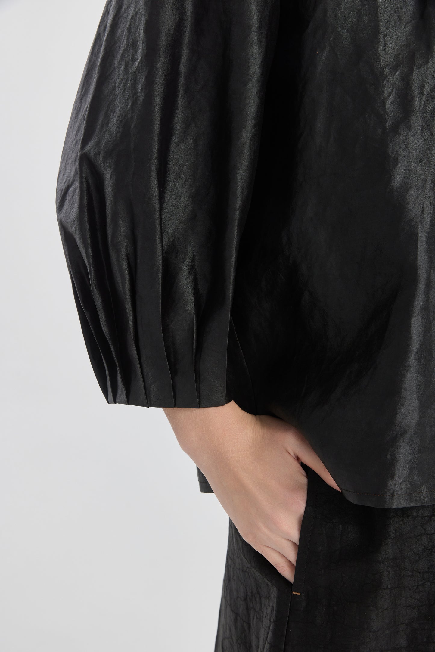 Pleated Tea Silk Shirt