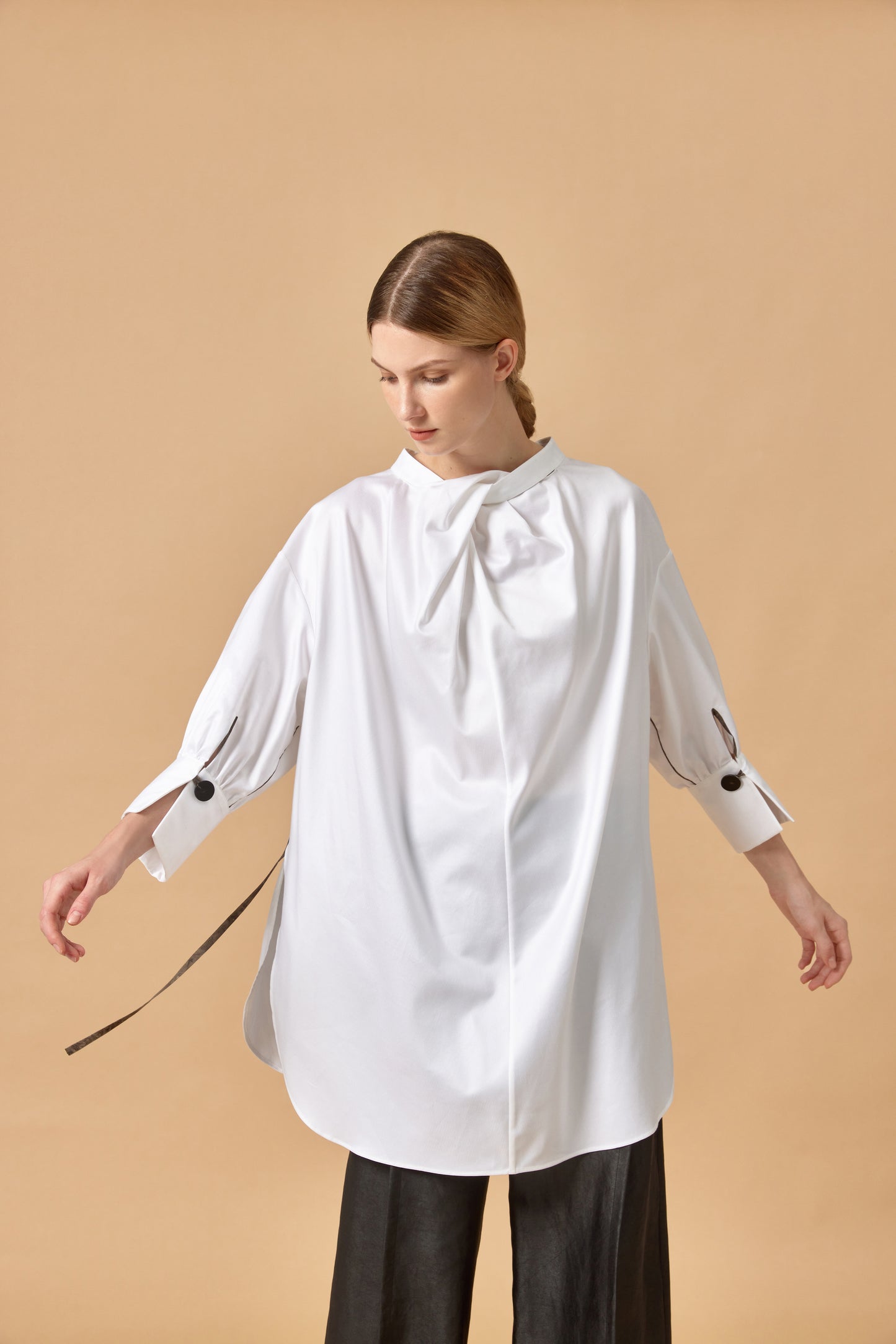 Twisted Collar Cotton Shirt