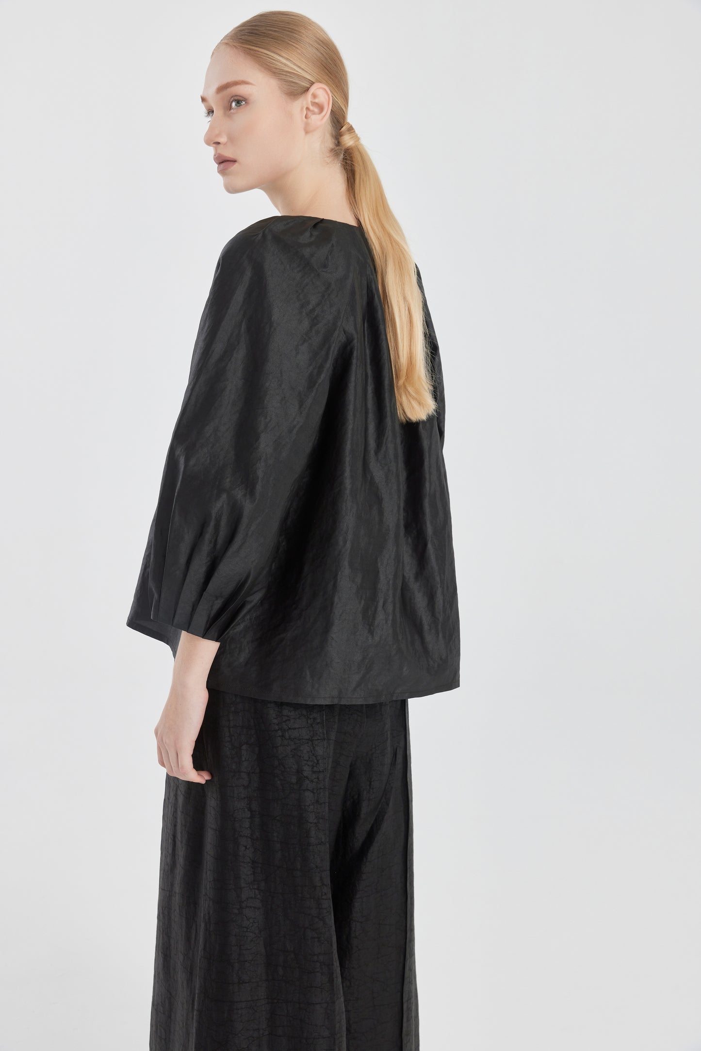 Pleated Tea Silk Shirt