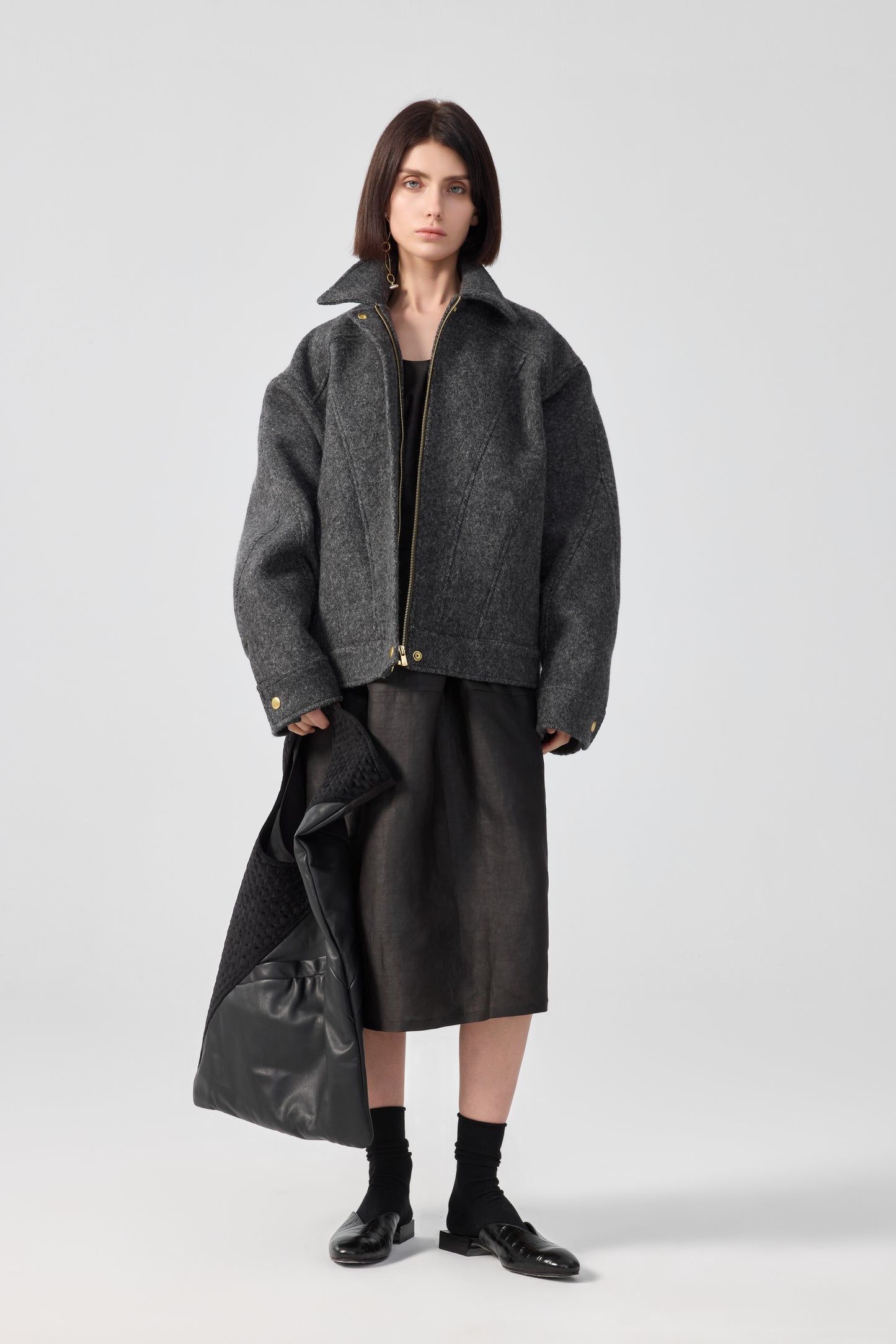 Stone Loden Bomber Jacket