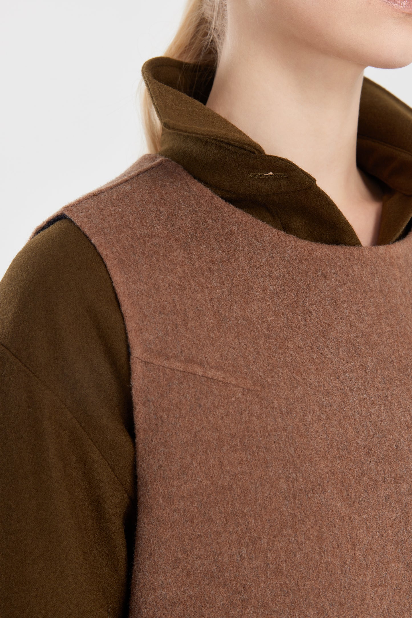 Double-Faced Loden Vest with Silk Straps