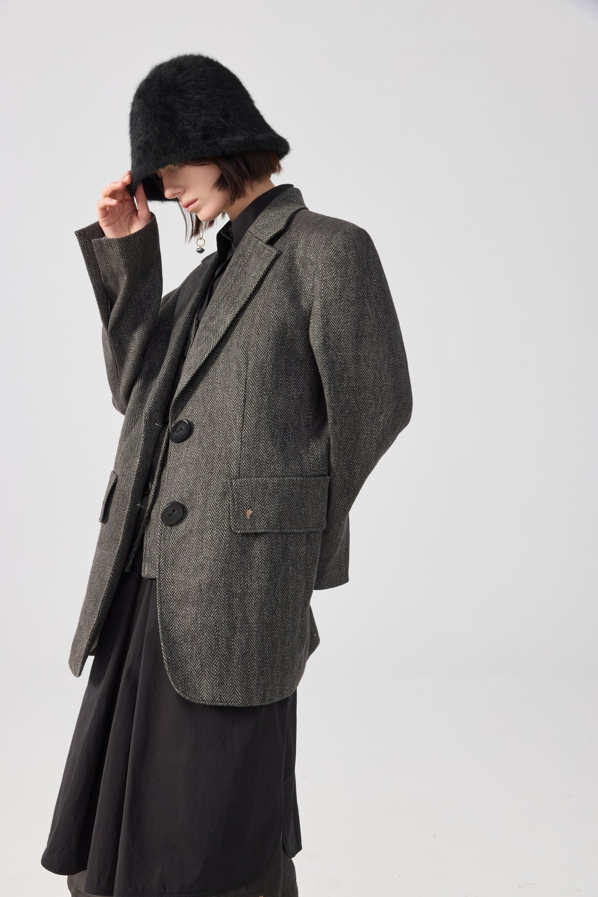 Gray long Linen Blazer