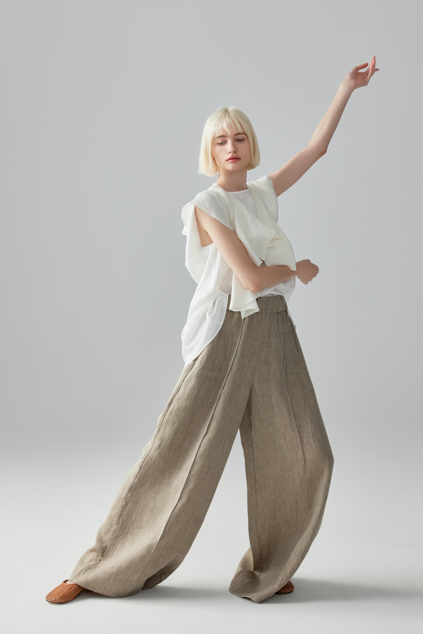 Wide-Leg Linen Trousers