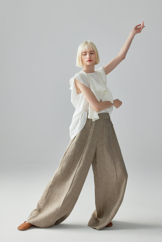 Wide-Leg Linen Trousers