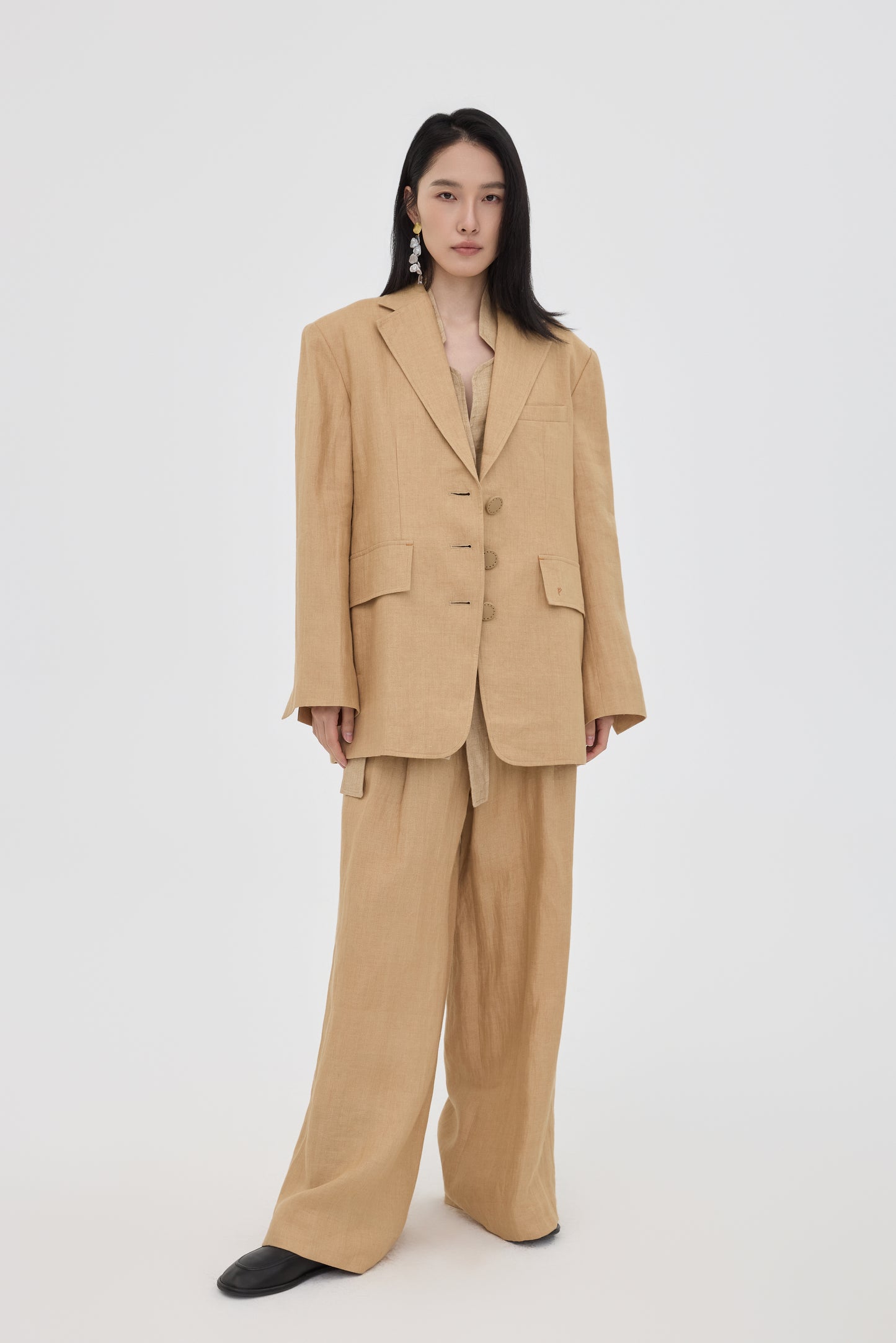 Sand Linen Loose Trousers