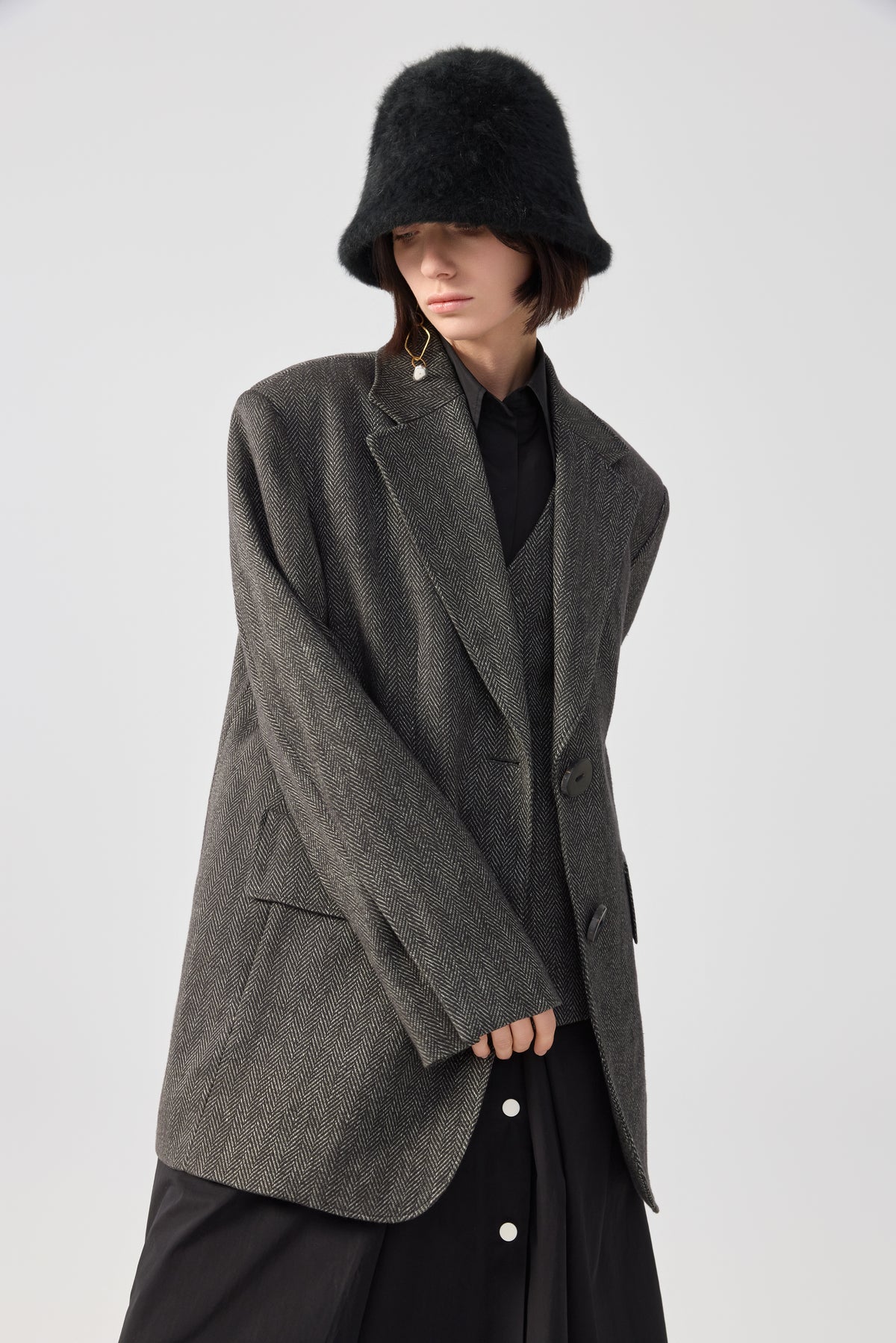 Gray long Linen Blazer