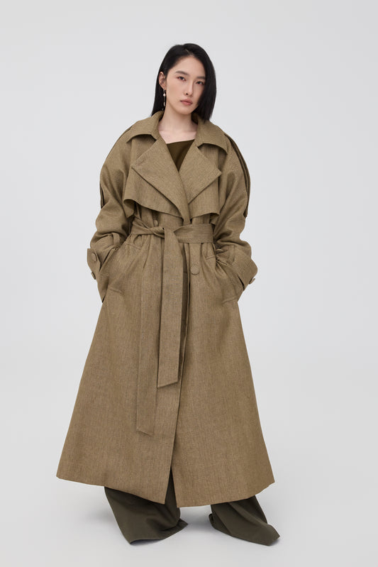 Linen Layered Trench Coat