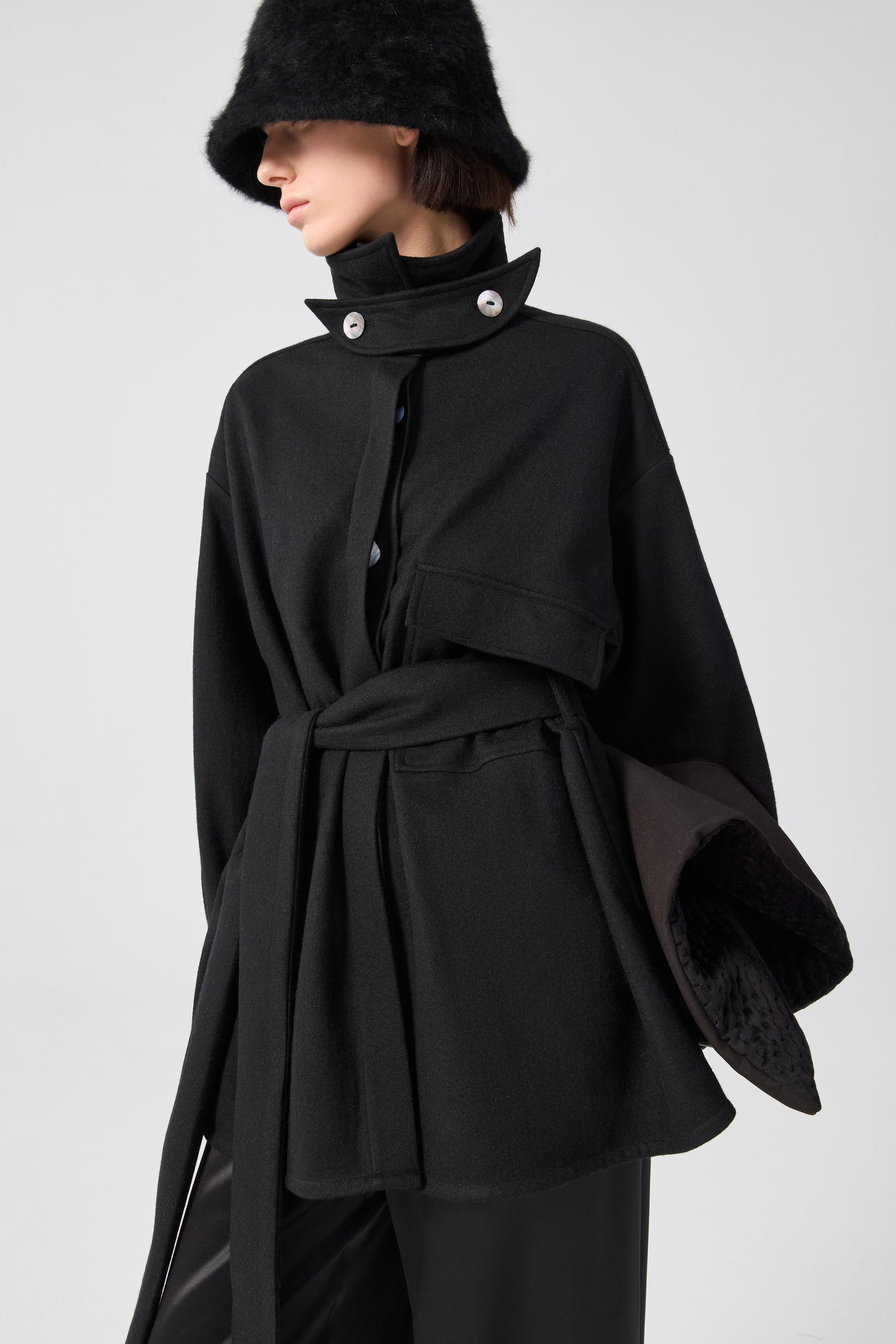 SYN WOOL SHIRT - BLACK