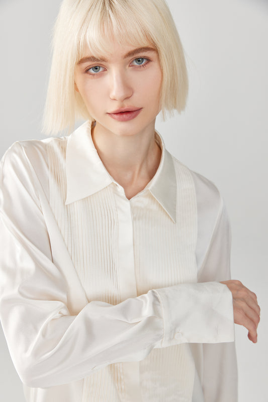 Pleated Silk Blouse