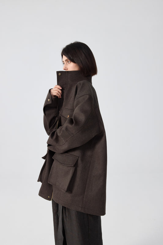 GEFINO LODEN JACKET- BROWN