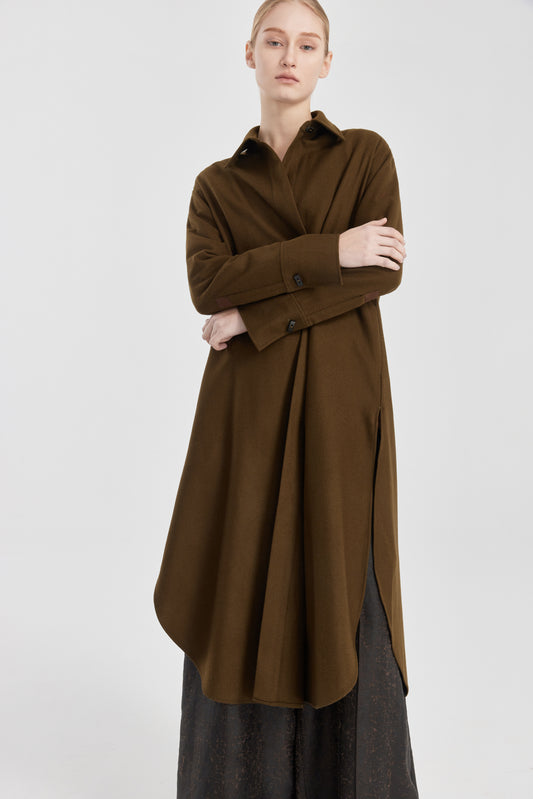 Long Rounded Loden Coat Dress