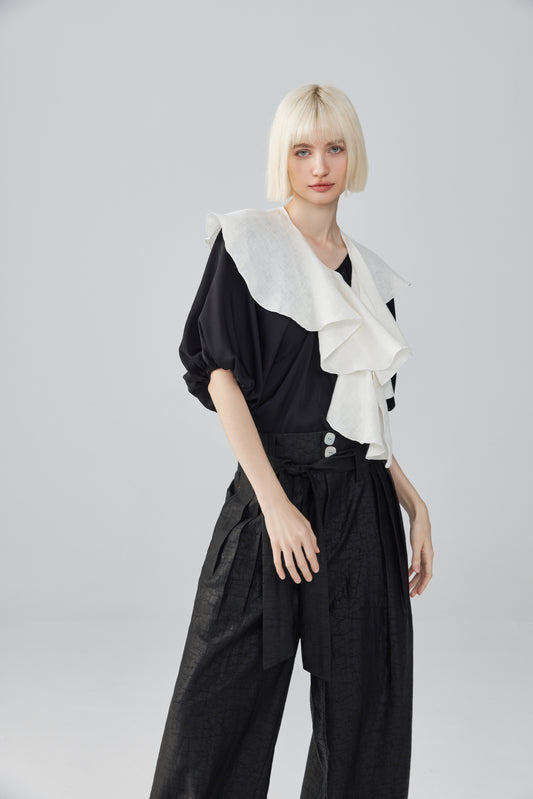 Wide-Leg Tea Silk Trousers