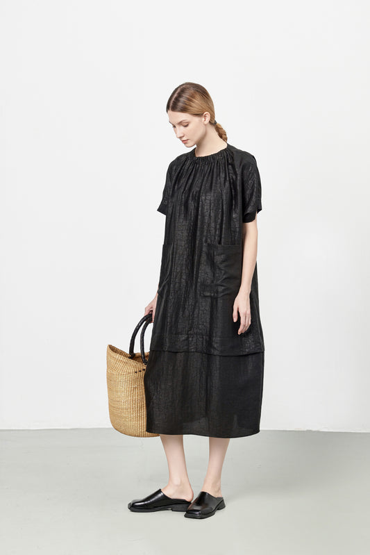 Short-Sleeved Tea Silk Dress