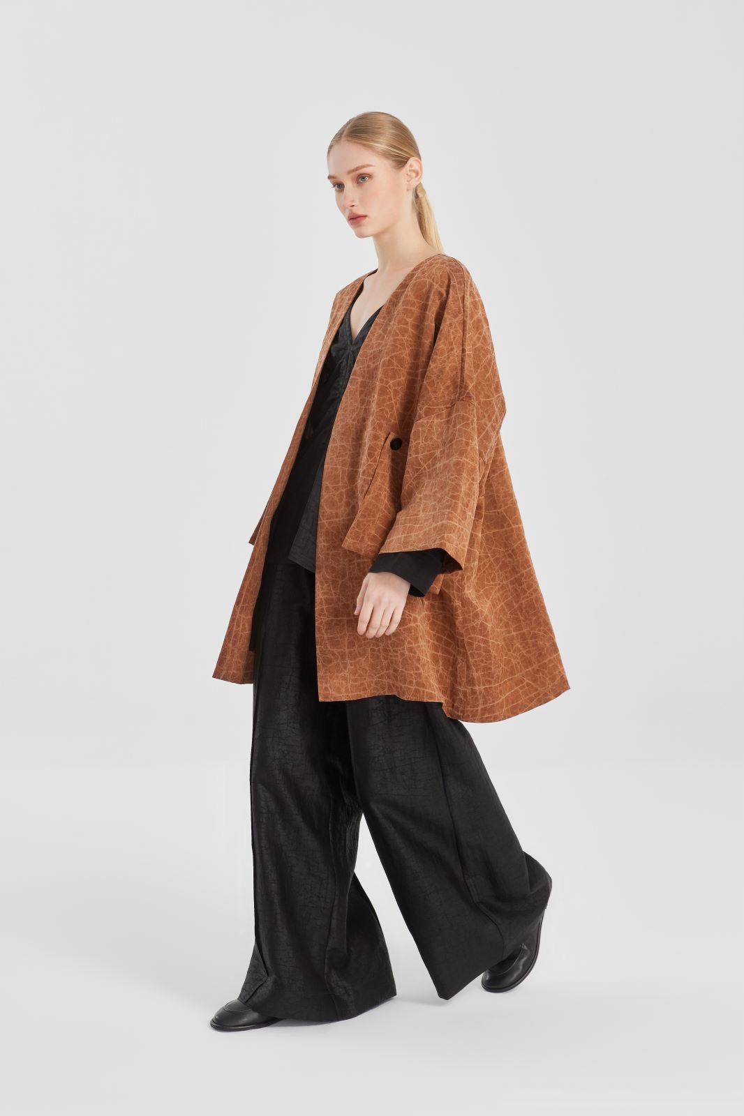 Black Tea Silk Palazzo Trousers