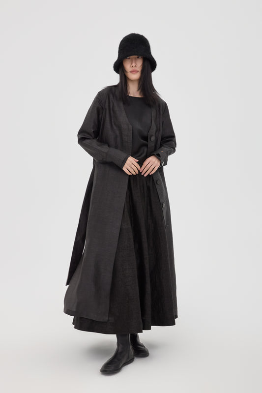 VARA TEA SILK COAT-BROWN