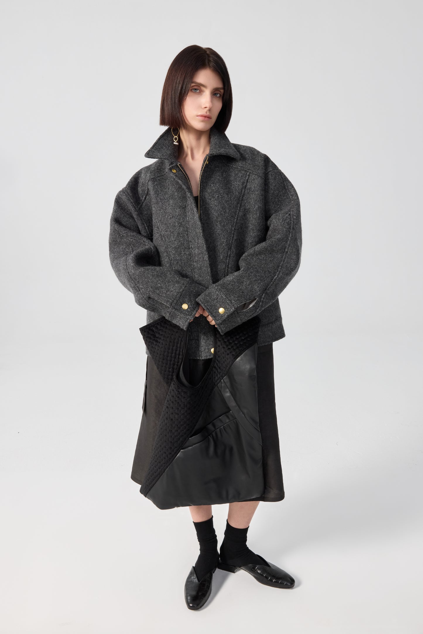 Stone Loden Bomber Jacket