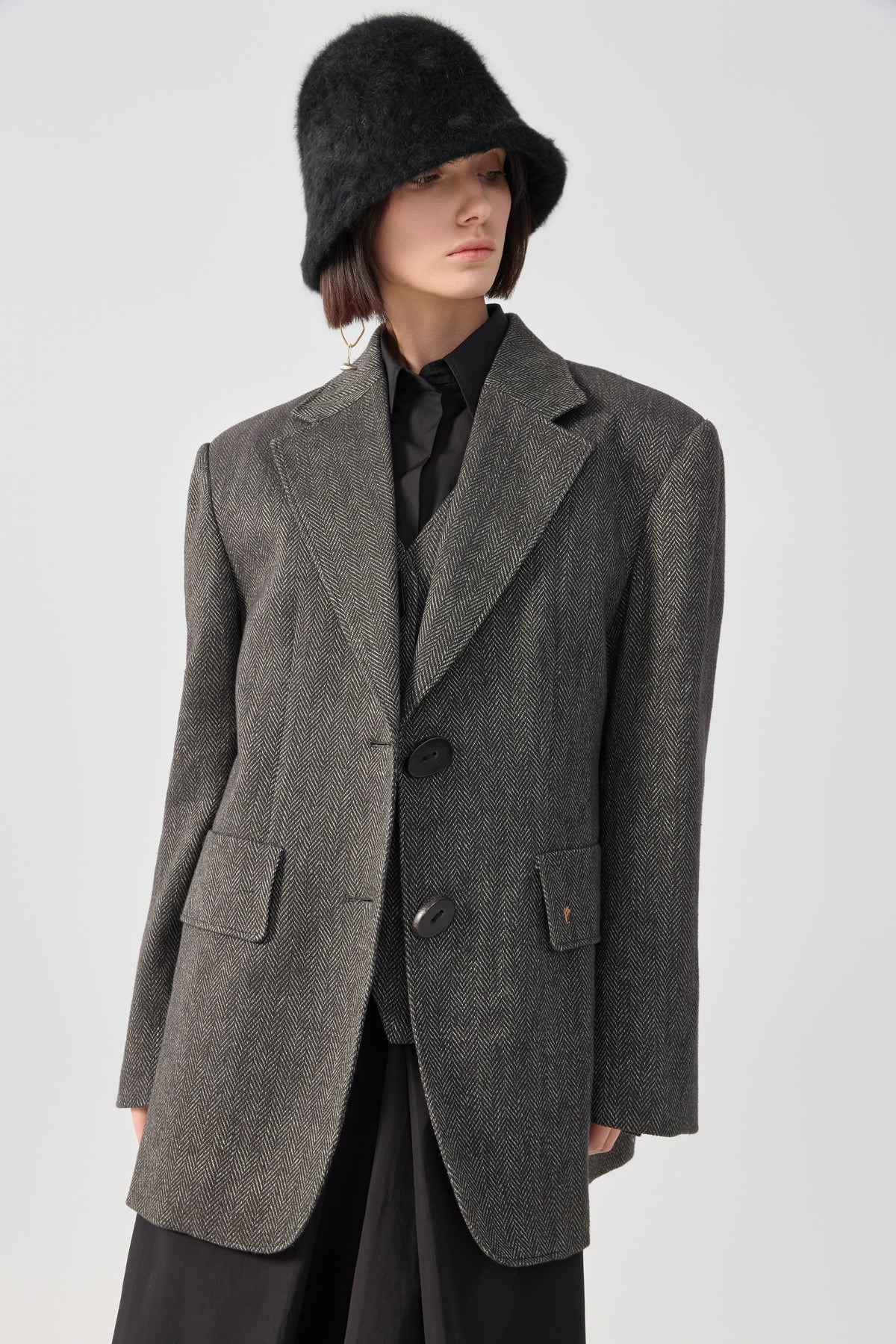 Gray long Linen Blazer