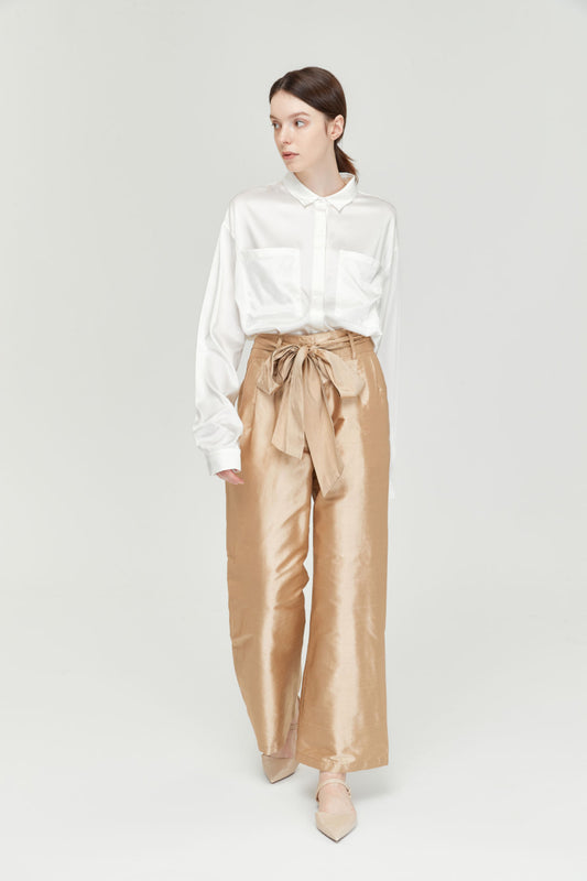 Wide Leg  Silk Trouser