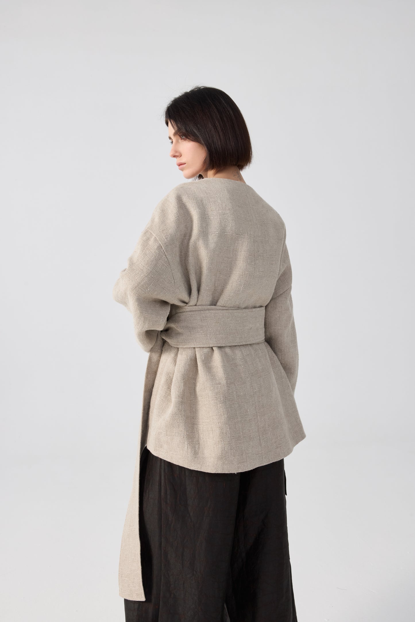 Beige Cream Linen Jacket