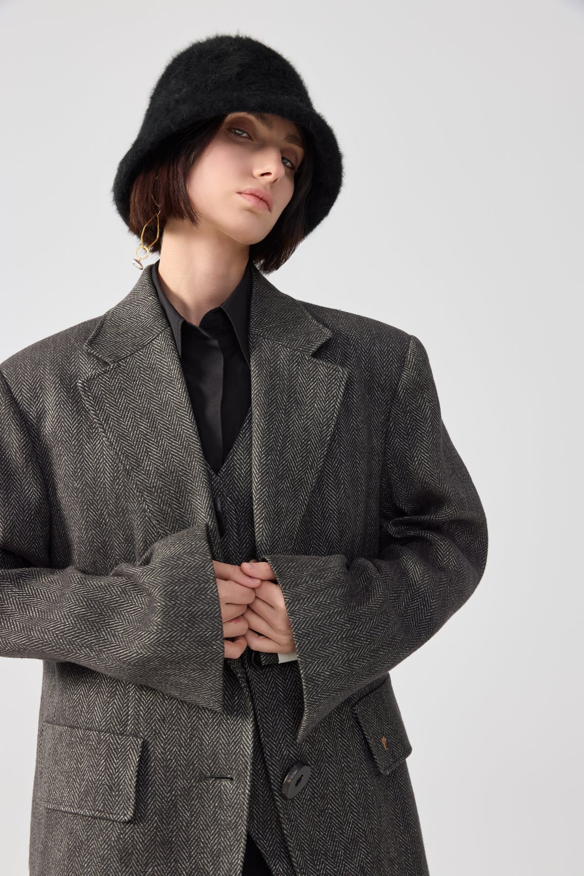 Gray long Linen Blazer