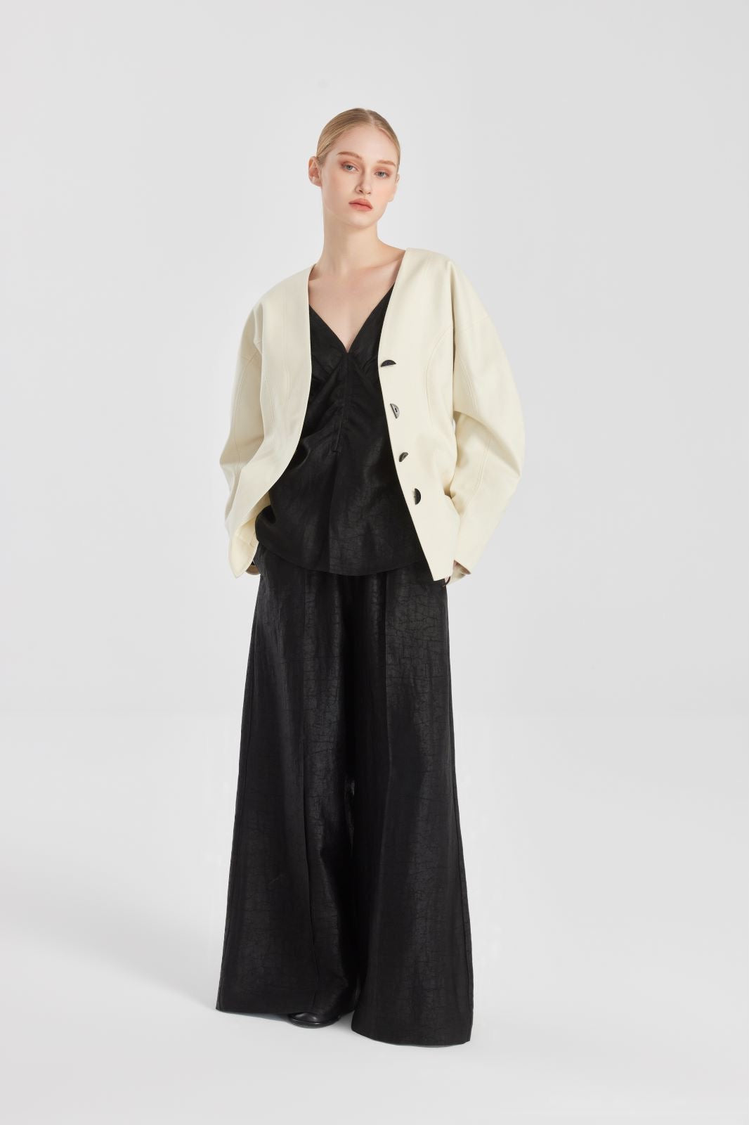 Black Tea Silk Palazzo Trousers